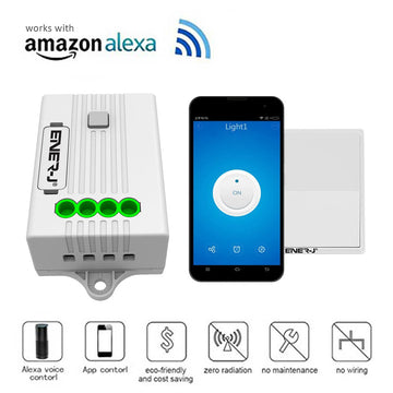 500W RF + WiFi Non Dimmable Receiver For Wireless Kinetic Switches, Works with Alexa PRO Series - ENER-J Smart Home